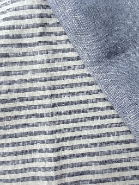 The Pausa Throw in Adriatic Blue and Mare Pinstripe