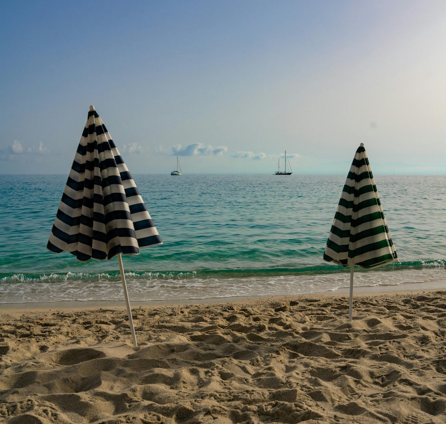 The Pausa Throw in Adriatic Blue and Mare Pinstripe by Giulia